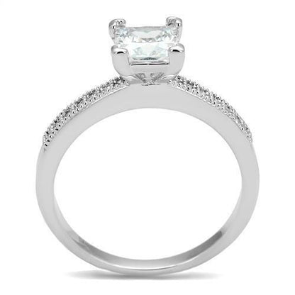 Rhodium Brass Ring with AAA Grade CZ in Clear