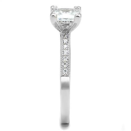 Rhodium Brass Ring with AAA Grade CZ in Clear