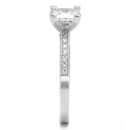 Rhodium Brass Ring with AAA Grade CZ in Clear