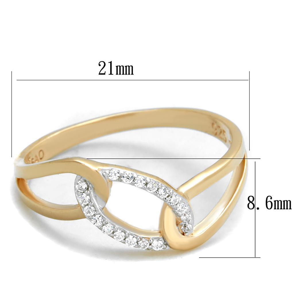 Rose Gold + Rhodium 925 Sterling Silver Ring with AAA Grade CZ in Clear