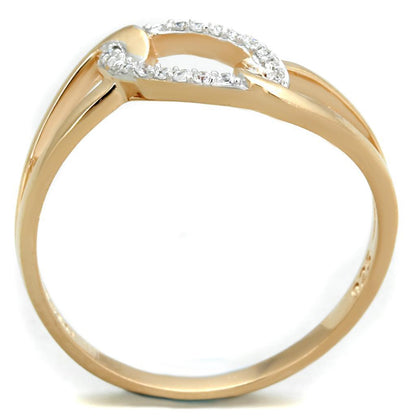 Rose Gold + Rhodium 925 Sterling Silver Ring with AAA Grade CZ in Clear