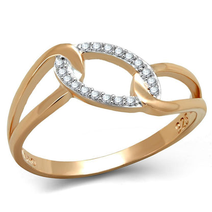 Rose Gold + Rhodium 925 Sterling Silver Ring with AAA Grade CZ in Clear