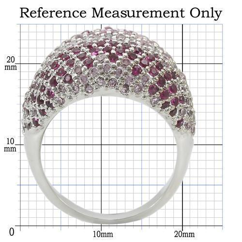 Rhodium Brass Ring with AAA Grade CZ in Multi Color Size 5