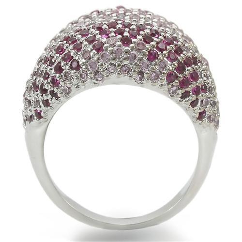 Rhodium Brass Ring with AAA Grade CZ in Multi Color Size 5