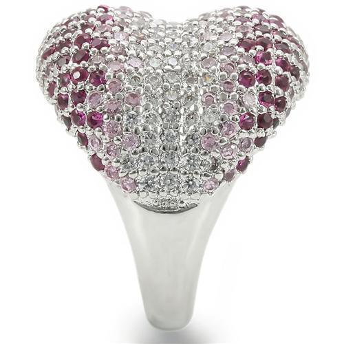 Rhodium Brass Ring with AAA Grade CZ in Multi Color Size 5