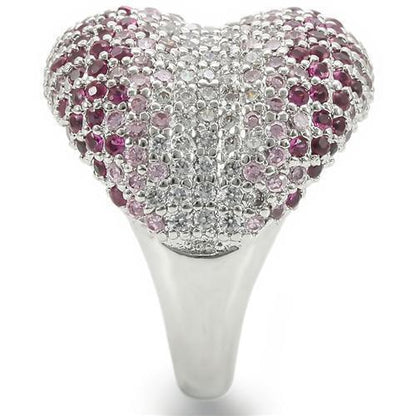 Rhodium Brass Ring with AAA Grade CZ in Multi Color Size 5