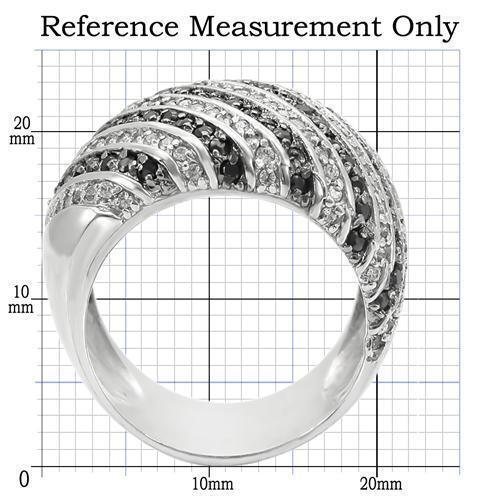 Rhodium + Ruthenium Brass Ring with AAA Grade CZ in Jet Size 5