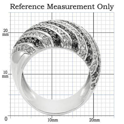 Rhodium + Ruthenium Brass Ring with AAA Grade CZ in Jet Size 5