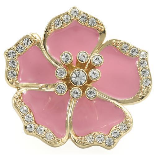 Gold Brass Ring with Top Grade Crystal in Clear Size 10