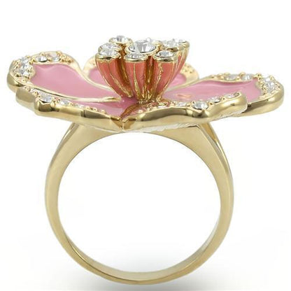 Gold Brass Ring with Top Grade Crystal in Clear Size 10
