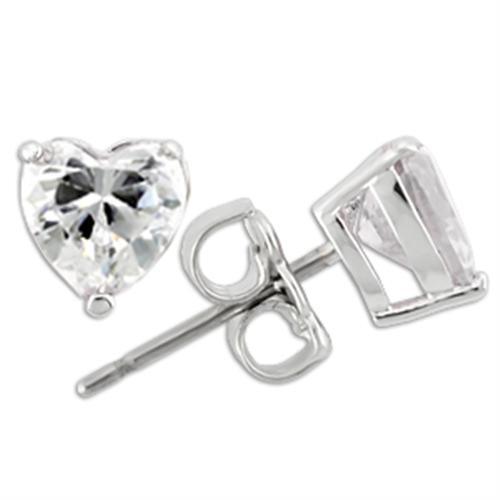 Rhodium 925 Sterling Silver Earrings with AAA Grade CZ  in Clear