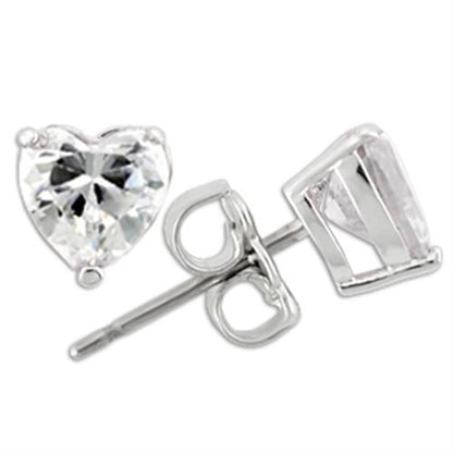 Rhodium 925 Sterling Silver Earrings with AAA Grade CZ  in Clear