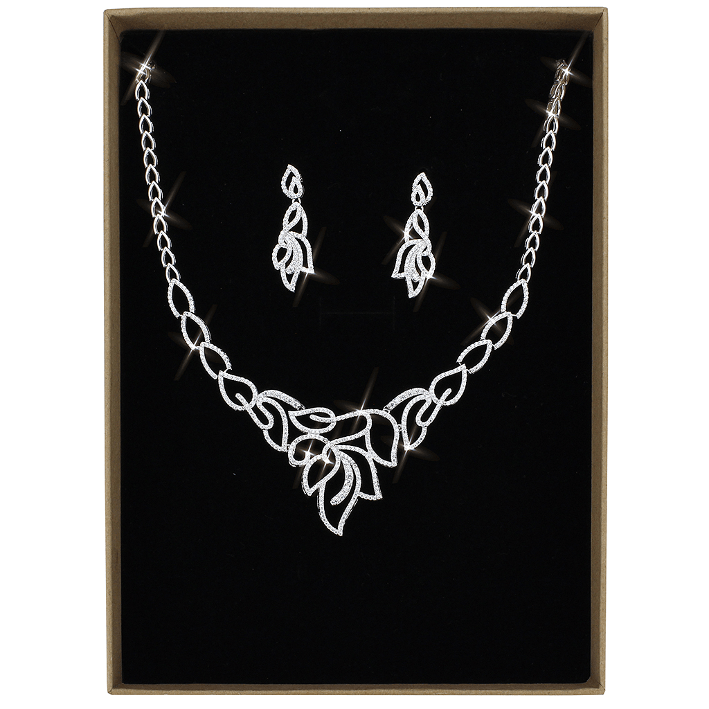 Rhodium Brass Jewelry Sets with AAA Grade CZ  in Clear