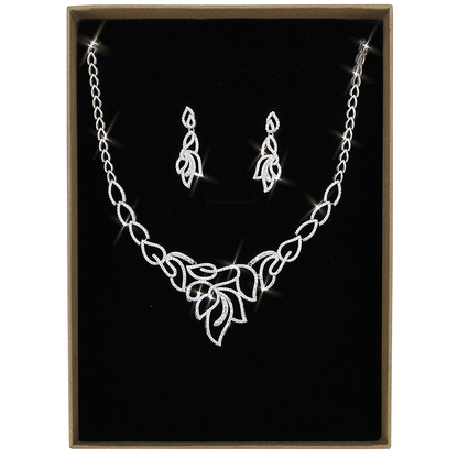 Rhodium Brass Jewelry Sets with AAA Grade CZ  in Clear