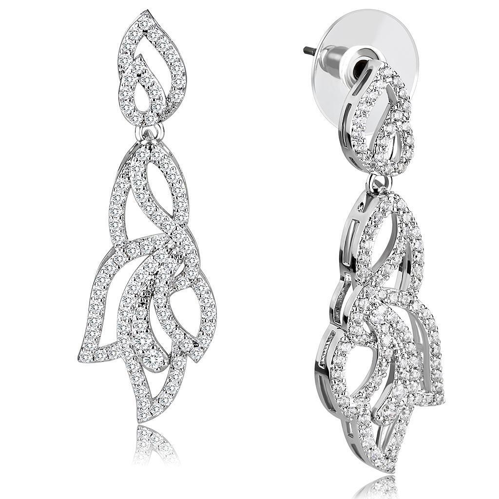 Rhodium Brass Jewelry Sets with AAA Grade CZ  in Clear