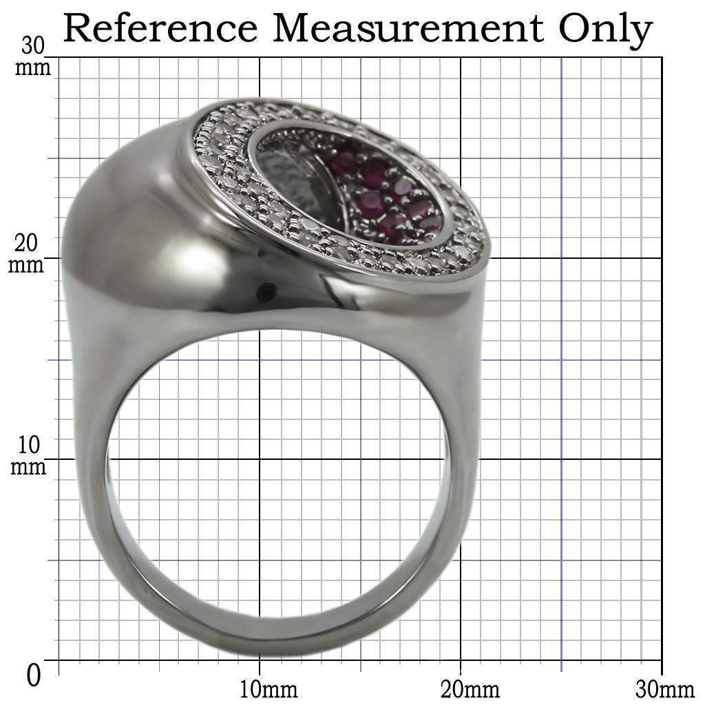 Ruthenium Brass Ring with Synthetic Garnet in Ruby Size 10