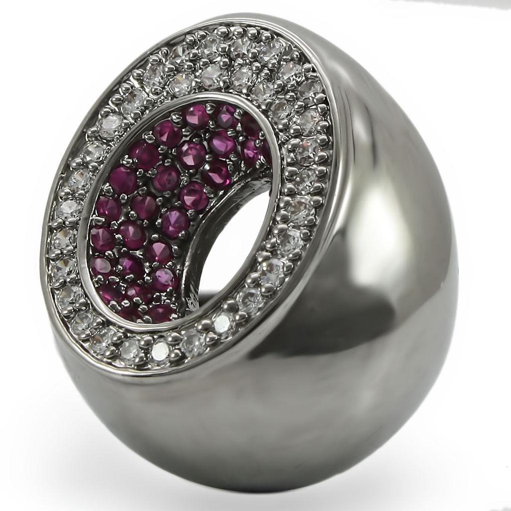 Ruthenium Brass Ring with Synthetic Garnet in Ruby Size 10