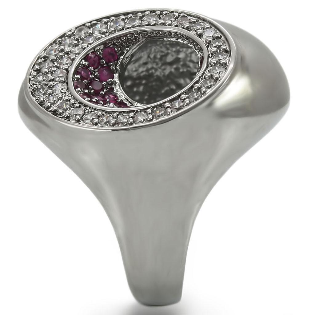 Ruthenium Brass Ring with Synthetic Garnet in Ruby Size 10