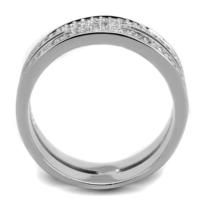 Rhodium 925 Sterling Silver Ring with AAA Grade CZ in Clear