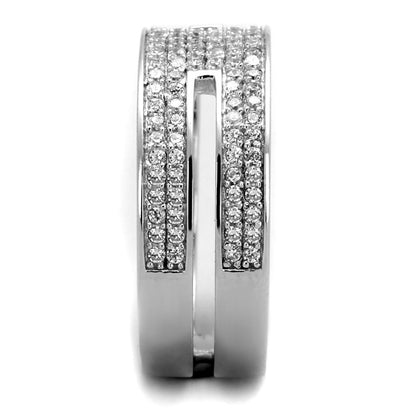 Rhodium 925 Sterling Silver Ring with AAA Grade CZ in Clear