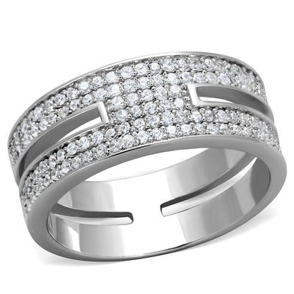 Rhodium 925 Sterling Silver Ring with AAA Grade CZ in Clear