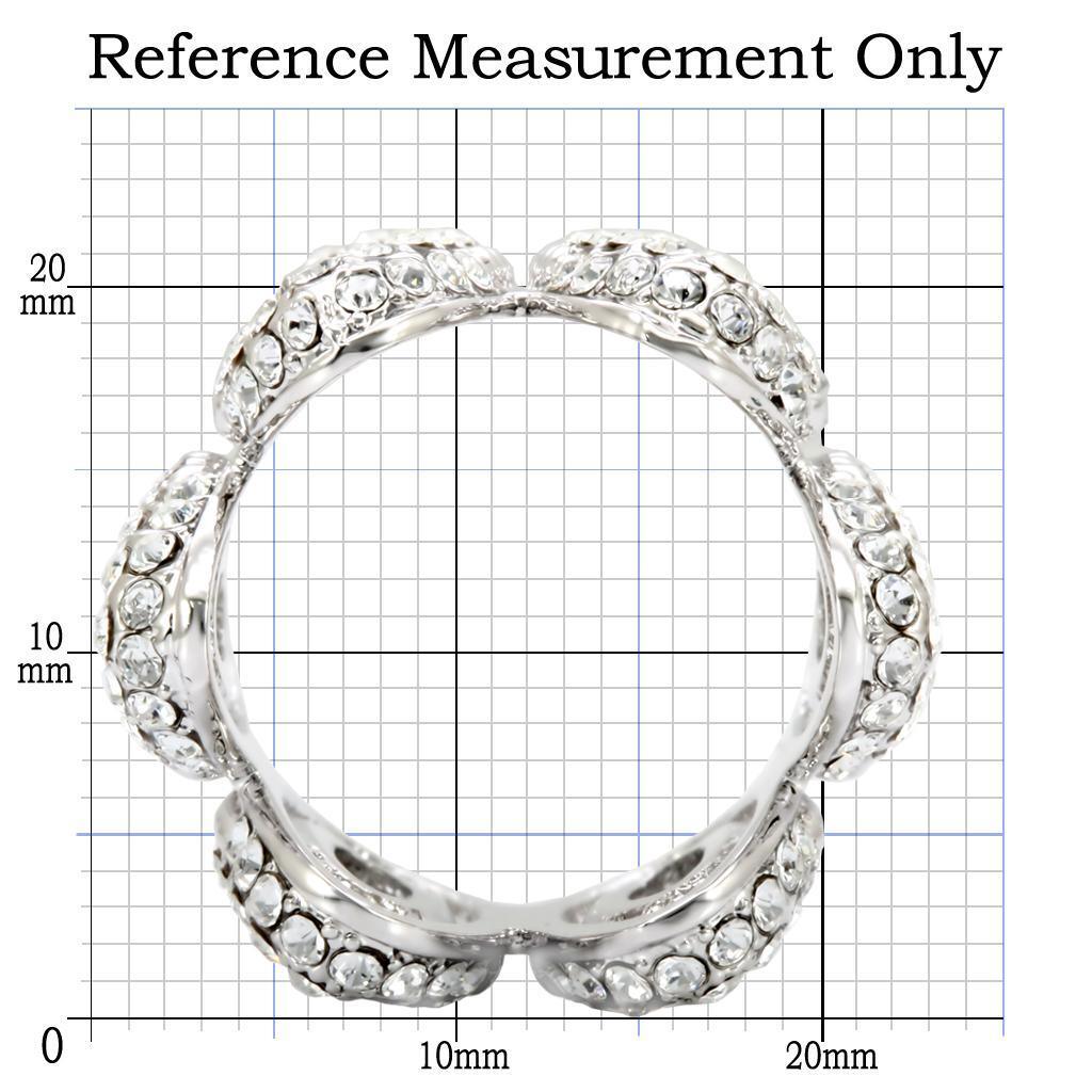 Rhodium Brass Ring with Top Grade Crystal in Clear