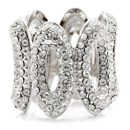 Rhodium Brass Ring with Top Grade Crystal in Clear
