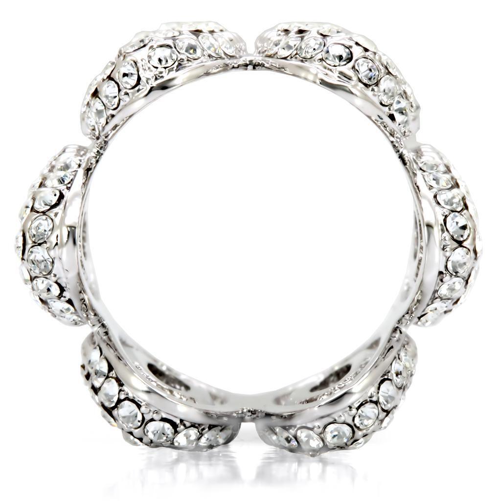 Rhodium Brass Ring with Top Grade Crystal in Clear
