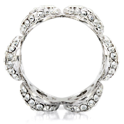 Rhodium Brass Ring with Top Grade Crystal in Clear