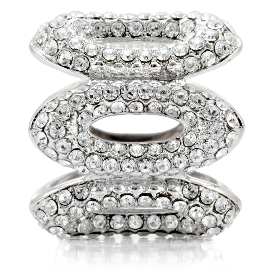 Rhodium Brass Ring with Top Grade Crystal in Clear