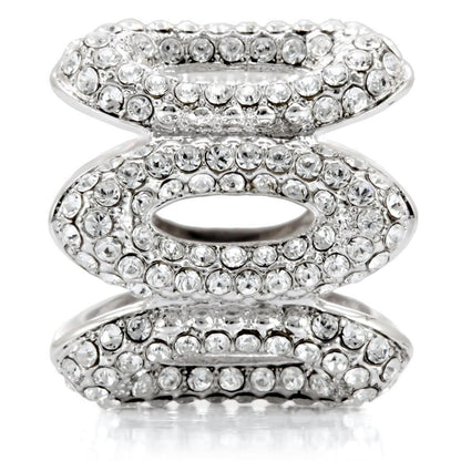 Rhodium Brass Ring with Top Grade Crystal in Clear