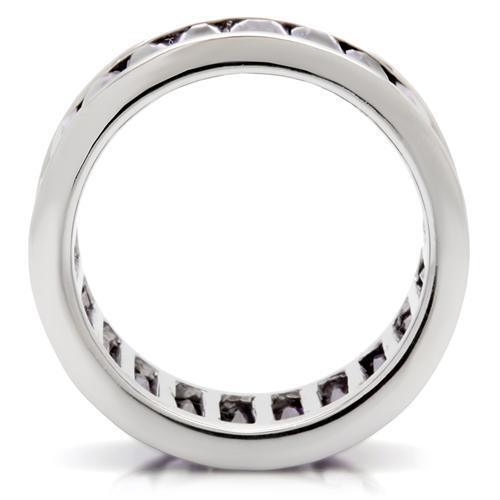 0W128 - Rhodium Brass Ring with AAA Grade CZ in Amethyst Size 6