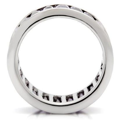 0W128 - Rhodium Brass Ring with AAA Grade CZ in Amethyst Size 6