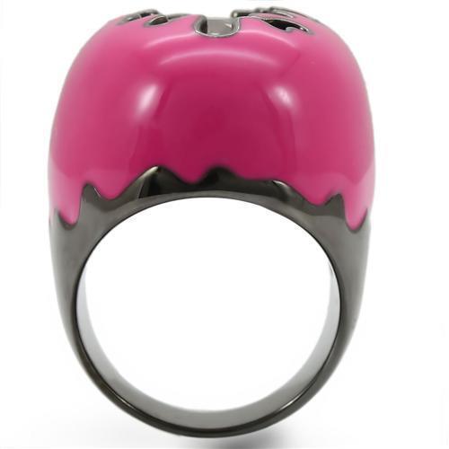 Ruthenium Brass Ring with AAA Grade CZ  in Champagne Size 10