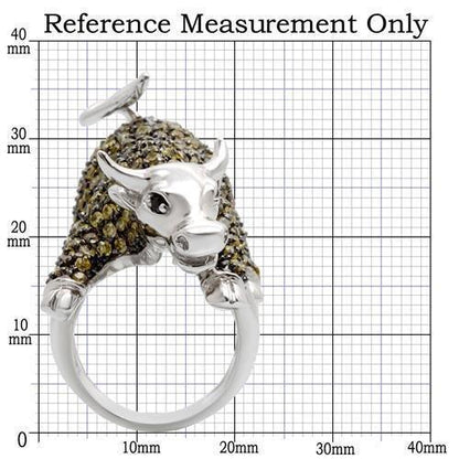 0W004 - Rhodium + Ruthenium Brass Ring with AAA Grade CZ