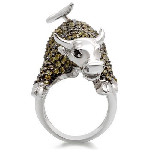0W004 - Rhodium + Ruthenium Brass Ring with AAA Grade CZ