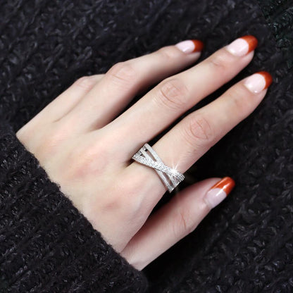 Rhodium Brass Ring with AAA Grade CZ  in Clear