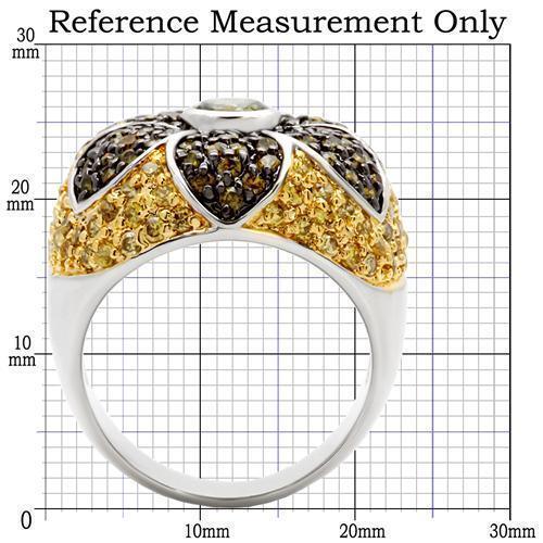 Rhodium+Gold+ Ruthenium Brass Ring with AAA Grade CZ in Multi Color Size 7