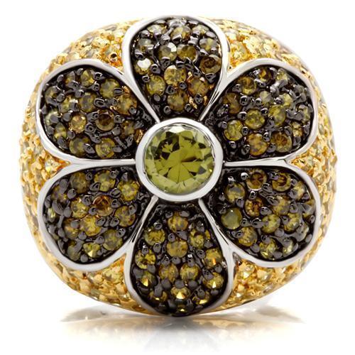 Rhodium+Gold+ Ruthenium Brass Ring with AAA Grade CZ in Multi Color Size 7