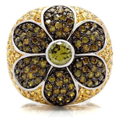 Rhodium+Gold+ Ruthenium Brass Ring with AAA Grade CZ in Multi Color Size 7