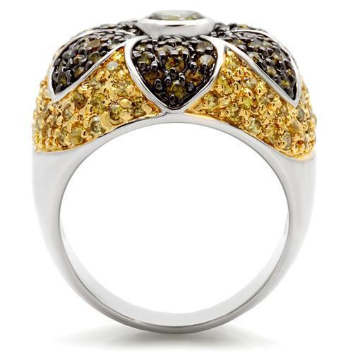 Rhodium+Gold+ Ruthenium Brass Ring with AAA Grade CZ in Multi Color Size 7