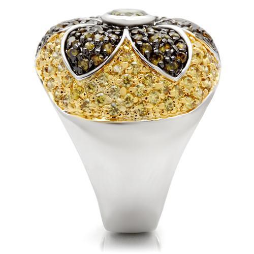 Rhodium+Gold+ Ruthenium Brass Ring with AAA Grade CZ in Multi Color Size 7