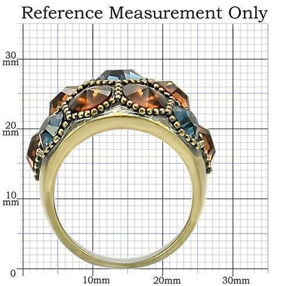 Antique Copper Brass Ring with Top Grade Crystal in Multi Color Size 10
