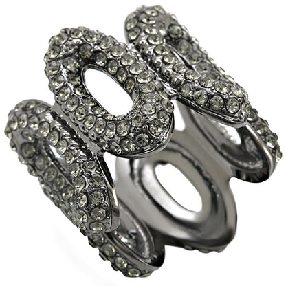 Ruthenium Brass Ring with Top Grade Crystal  in Black Diamond Size 7