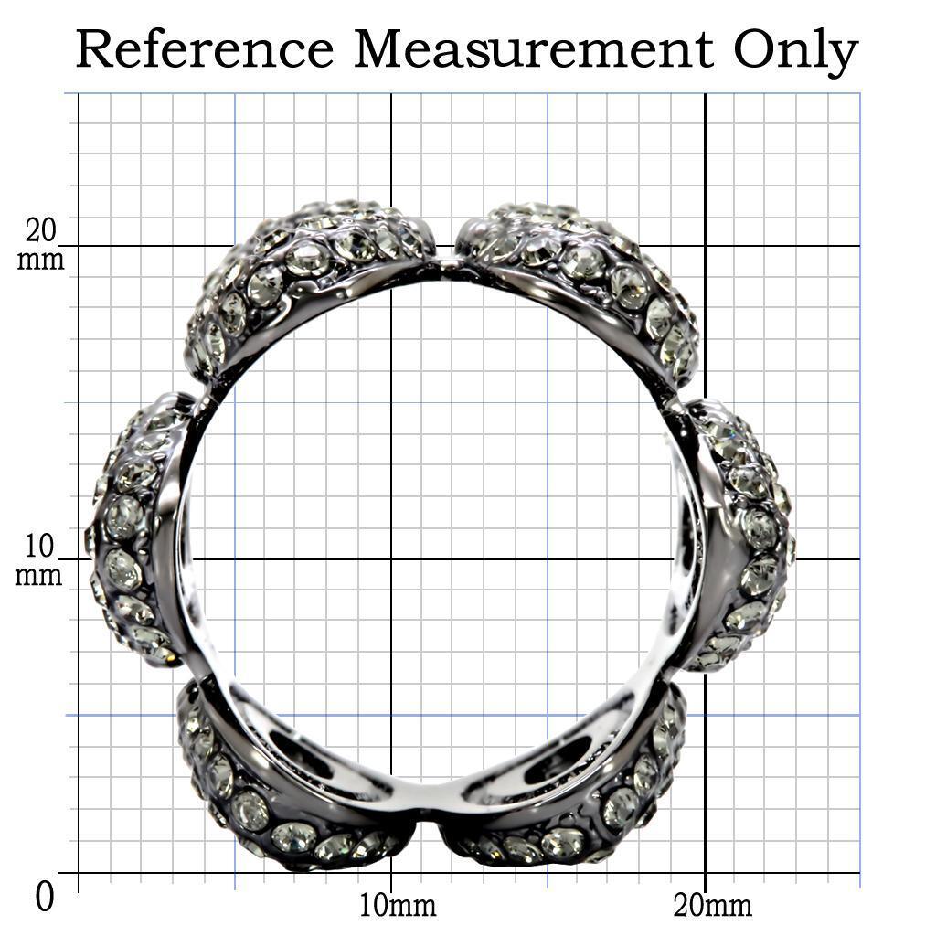 Ruthenium Brass Ring with Top Grade Crystal  in Black Diamond Size 7