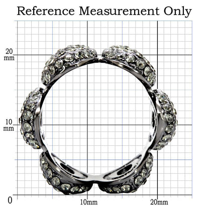 Ruthenium Brass Ring with Top Grade Crystal  in Black Diamond Size 7