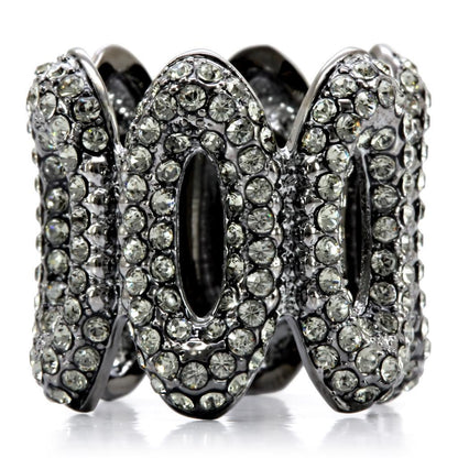Ruthenium Brass Ring with Top Grade Crystal  in Black Diamond Size 7