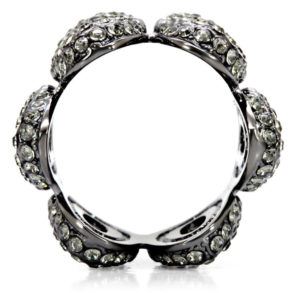Ruthenium Brass Ring with Top Grade Crystal  in Black Diamond Size 7