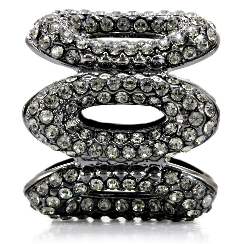 Ruthenium Brass Ring with Top Grade Crystal  in Black Diamond Size 7