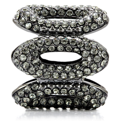 Ruthenium Brass Ring with Top Grade Crystal  in Black Diamond Size 7